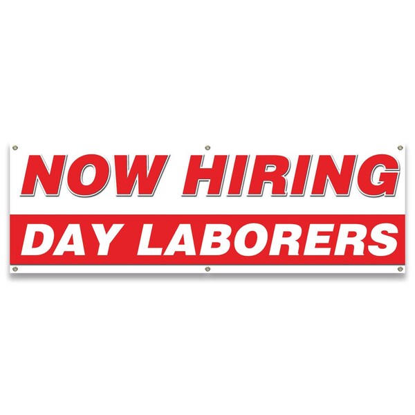 Now Hiring Day Laborers Banner Apply Inside Accepting Application Single Sided